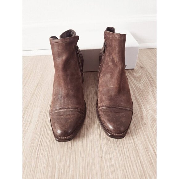 Paul Green Diandra Brown Leather Cap Toe Ankle Boots Booties Zip US 6 - UK 3.5 - Picture 6 of 12